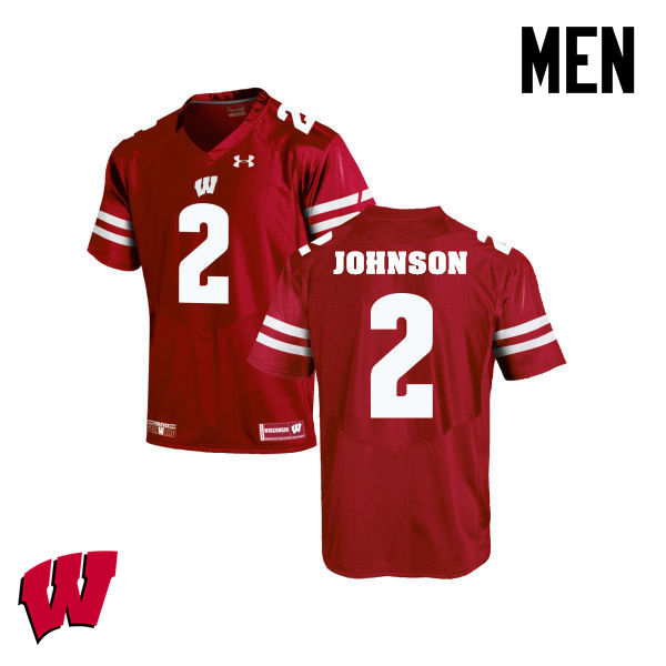 Wisconsin Badgers Men's #2 Patrick Johnson NCAA Under Armour Authentic Red College Stitched Football Jersey KE40H58BP